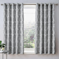 Catherine Lansfield Damask Jacquard Eyelet Curtains in Silver Grey