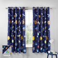 Catherine Lansfield Lost In Space Reversible Eyelet Curtains in Grey & Blue 66 x 72 Inch