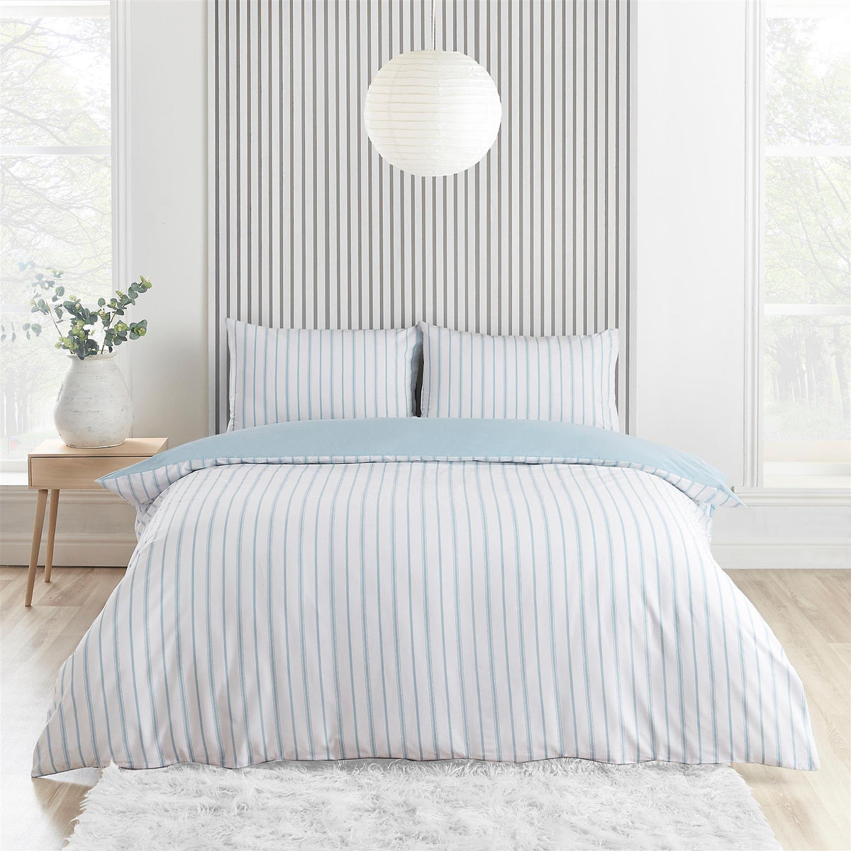Catherine Lansfield Blue Meadowsweet Floral Reversible Duvet Cover Set