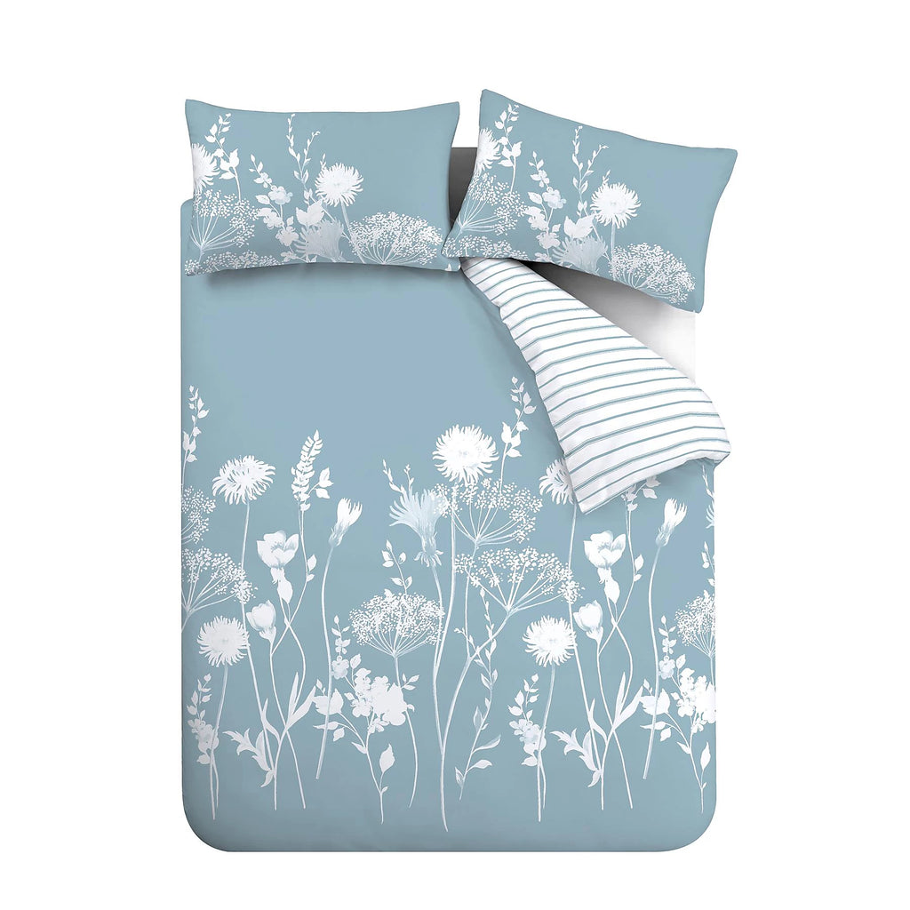 Catherine Lansfield Blue Meadowsweet Floral Reversible Duvet Cover Set