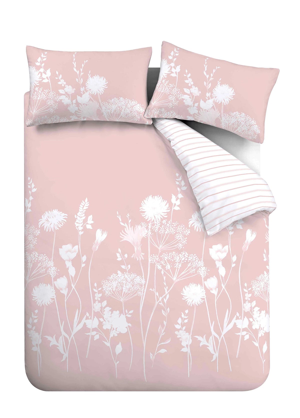 Catherine Lansfield Blush Pink Meadowsweet Floral Reversible Duvet Cover Set