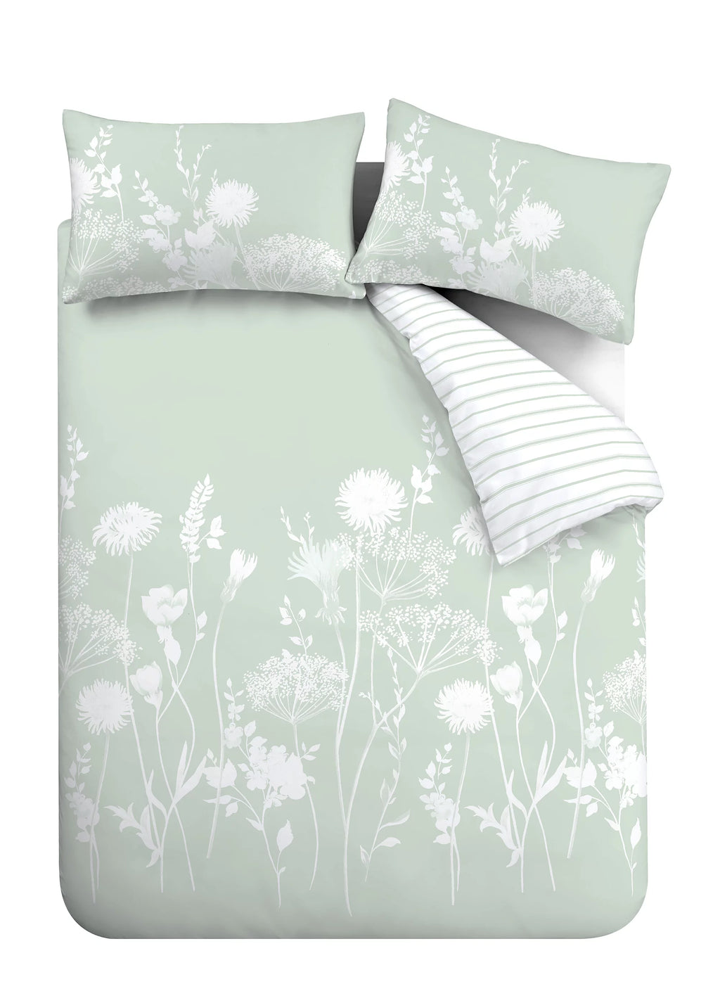 Catherine Lansfield Green Meadowsweet Floral Reversible Duvet Cover Set