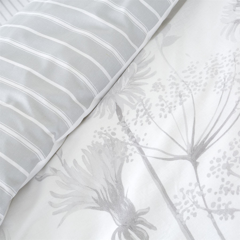 Catherine Lansfield Grey/White Meadowsweet Floral Reversible Duvet Cover Set