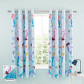 Catherine Lansfield Mermaid Fully Reversible Eyelet Curtains in Blue/Pink