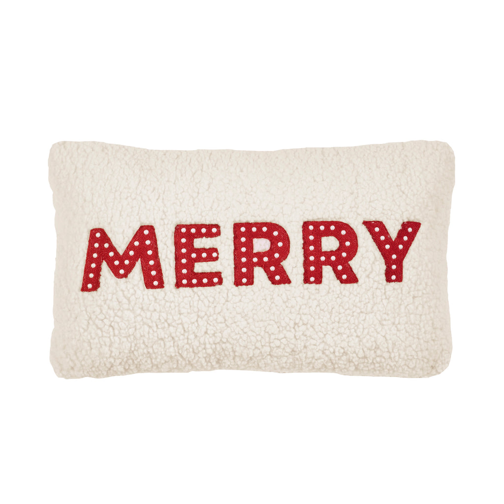 Catherine Lansfield Merry Boucle White Red Cushion 30x50cm