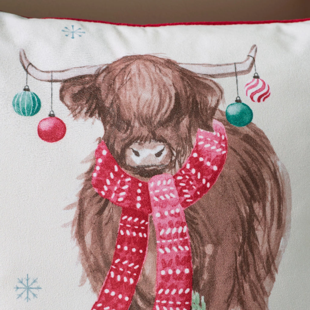 Catherine Lansfield Merry Christmoo Soft Touch 45x45cm Cushion Natural