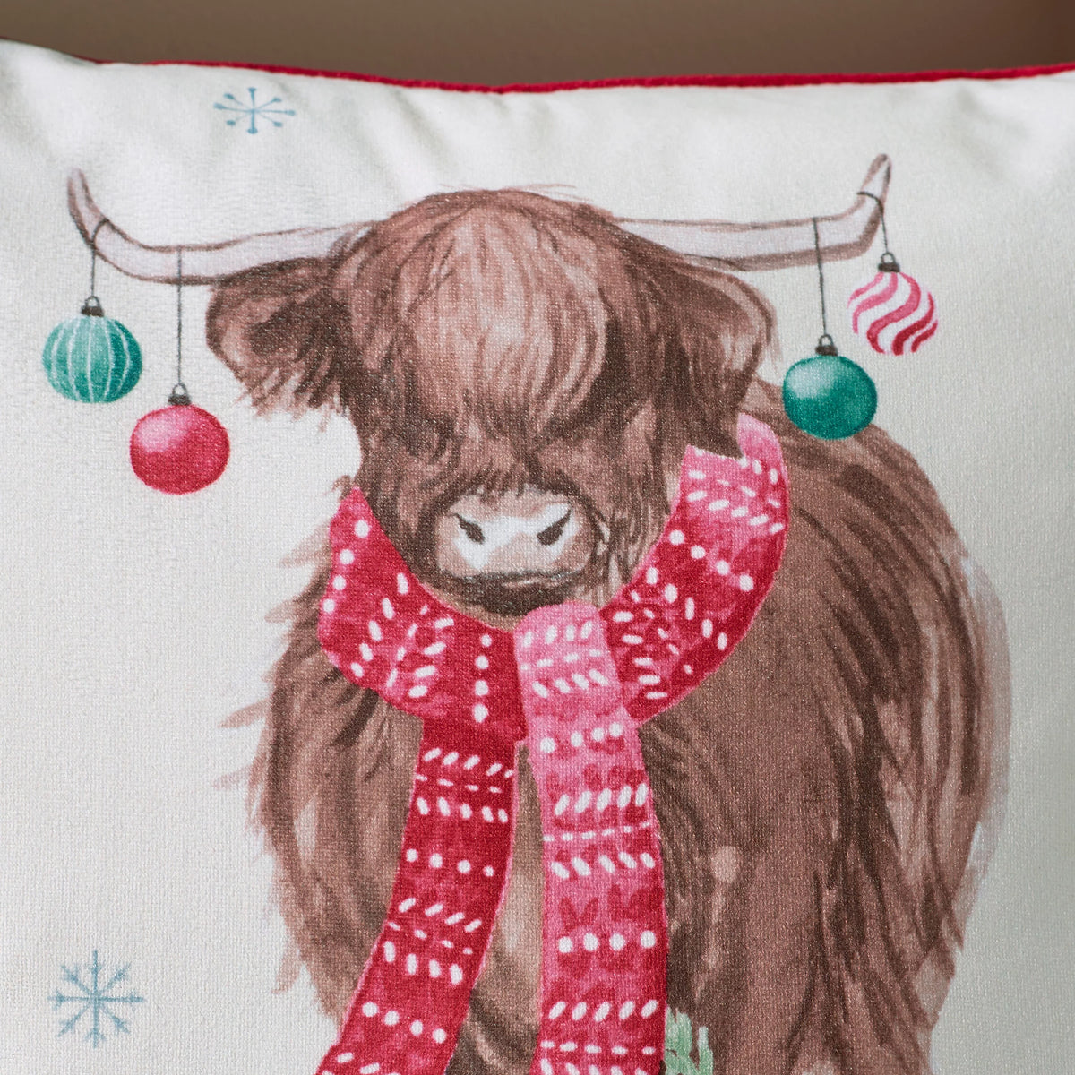Catherine Lansfield Merry Christmoo Soft Touch 45x45cm Cushion Natural