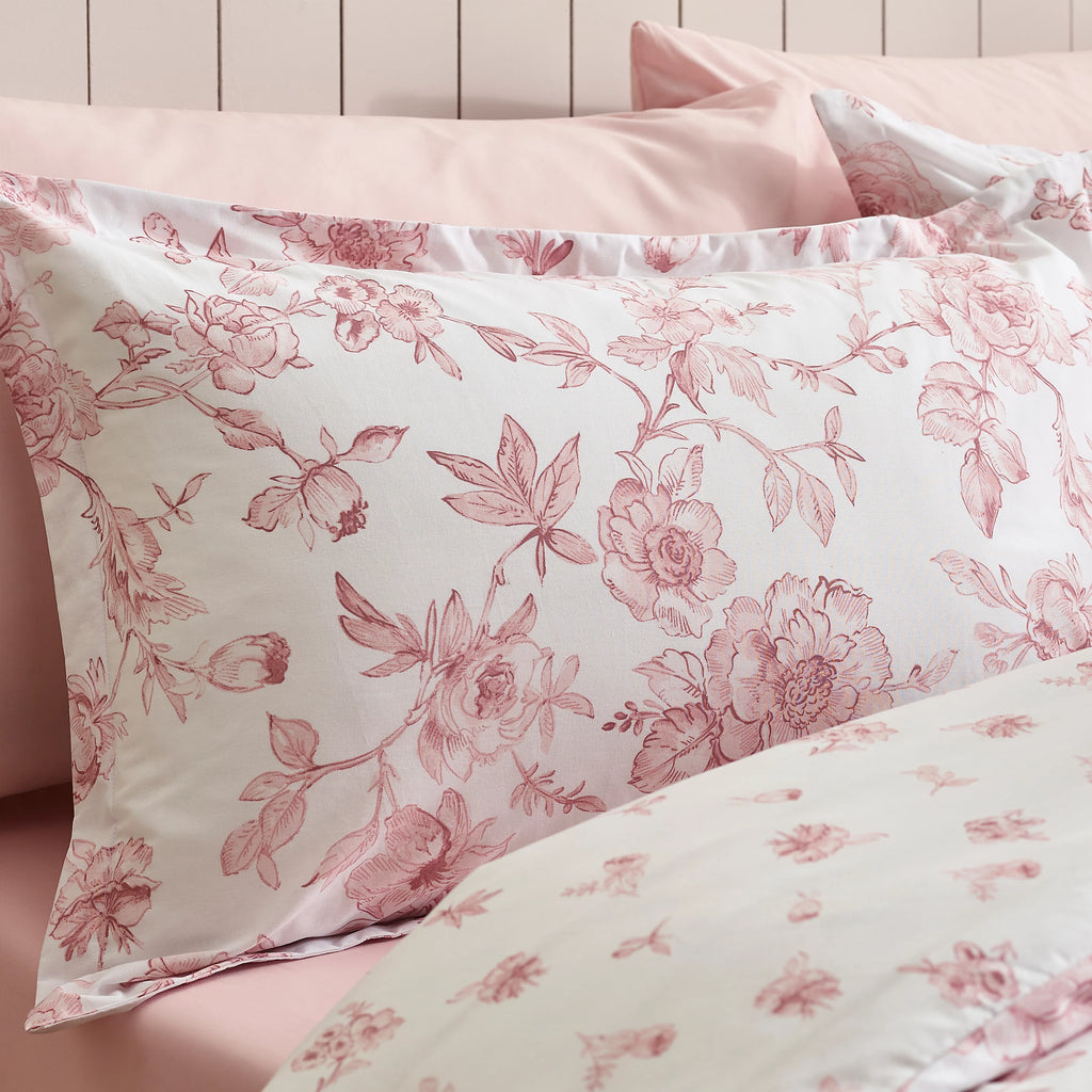 Catherine Lansfield Pink Mirabelle Floral Reversible Duvet Cover Set