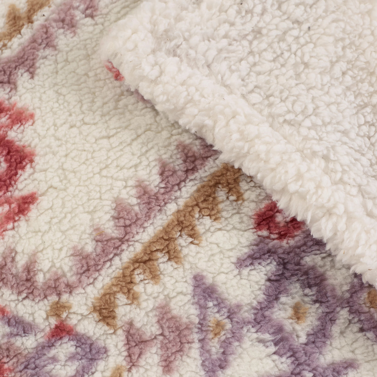 Catherine Lansfield Natural Navajo Fleece Cosy Sherpa Reverse Blanket Throw