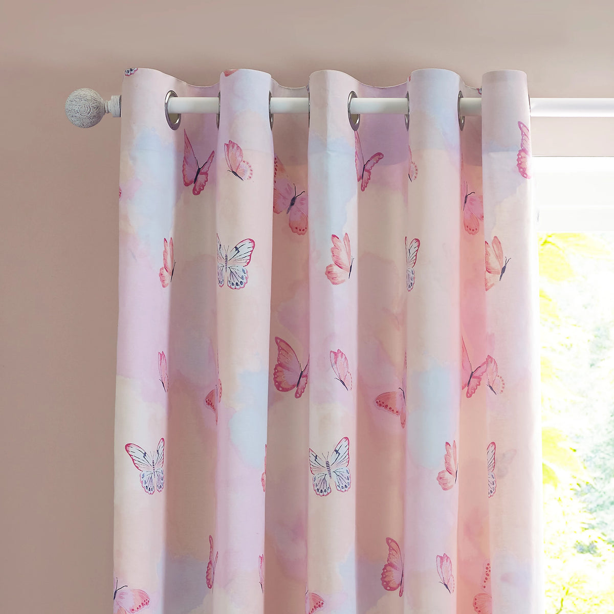 Catherine Lansfield Ombre Butterflies Kids Reversible Eyelet Curtains