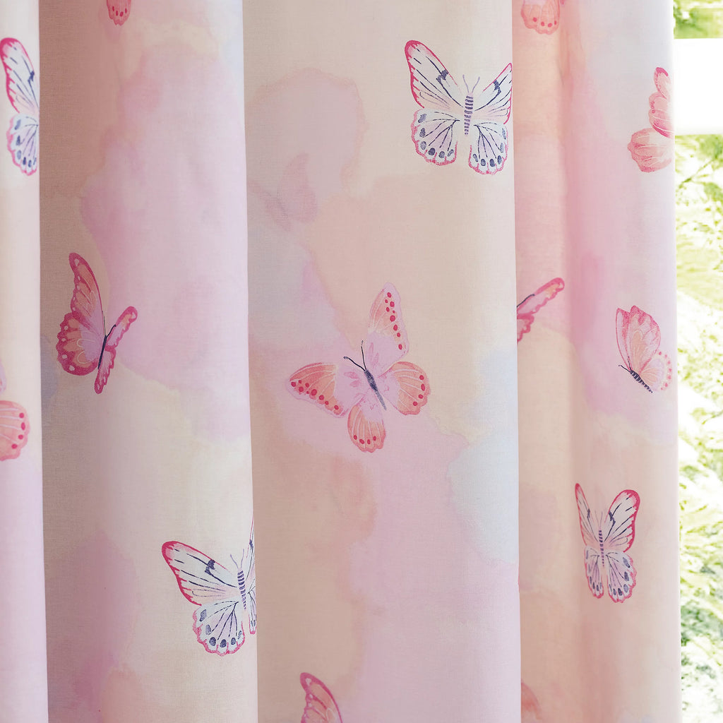 Catherine Lansfield Ombre Butterflies Kids Reversible Eyelet Curtains