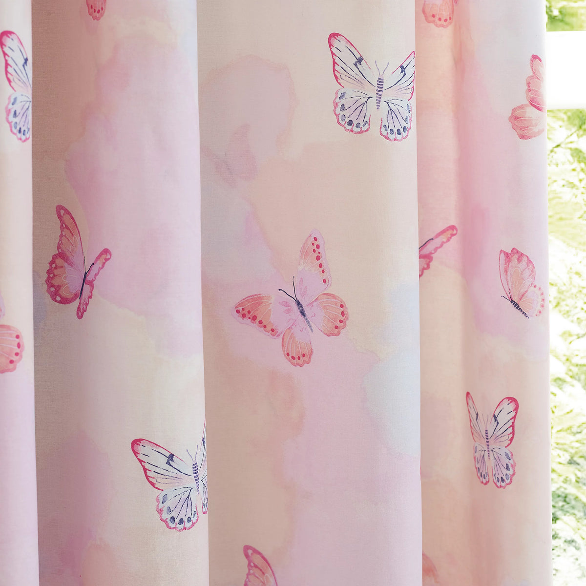 Catherine Lansfield Ombre Butterflies Kids Reversible Eyelet Curtains