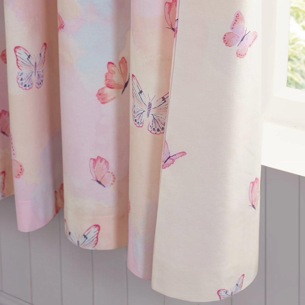 Catherine Lansfield Ombre Butterflies Kids Reversible Eyelet Curtains