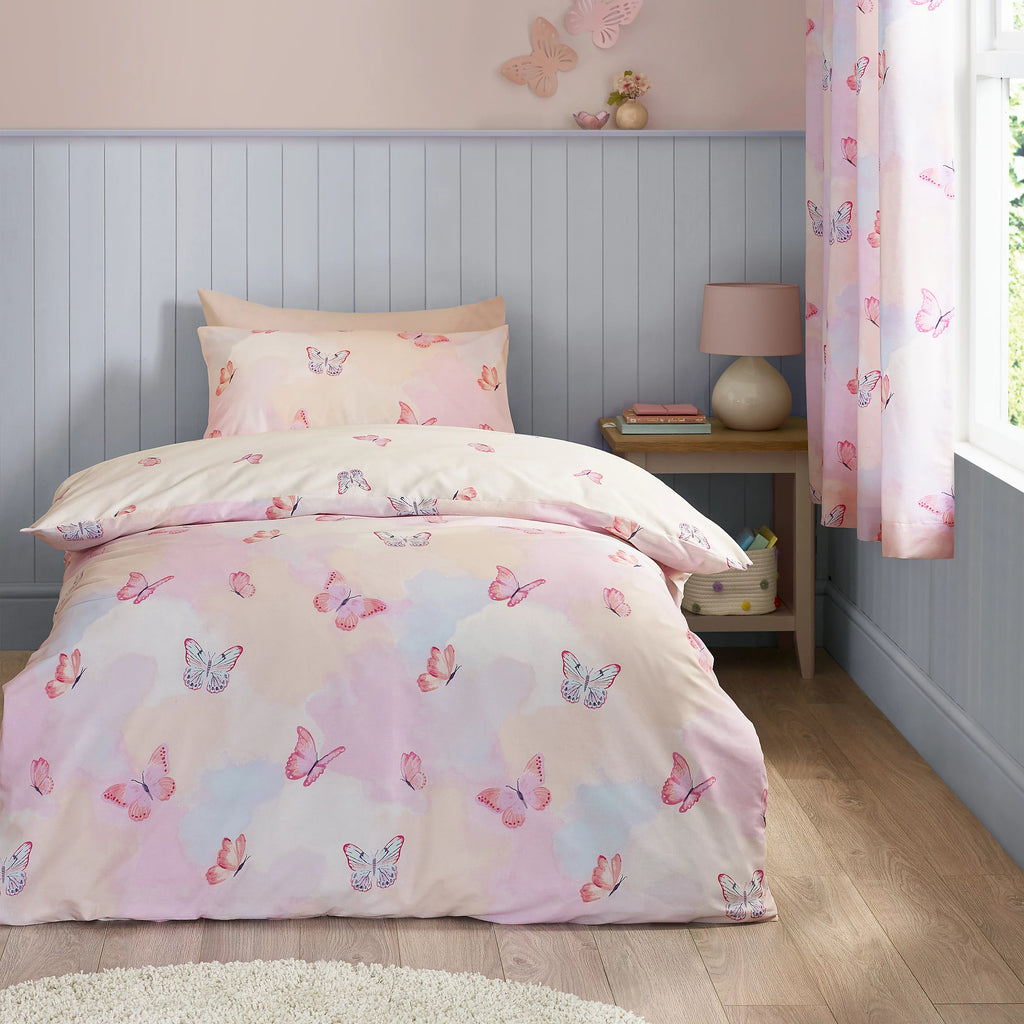 Catherine Lansfield Ombre Butterflies Duvet Cover Set