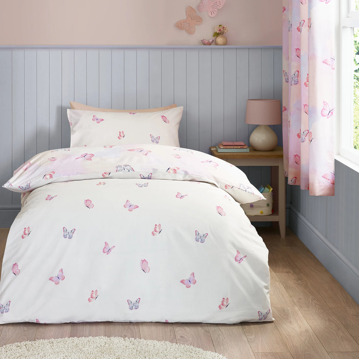 Catherine Lansfield Ombre Butterflies Duvet Cover Set