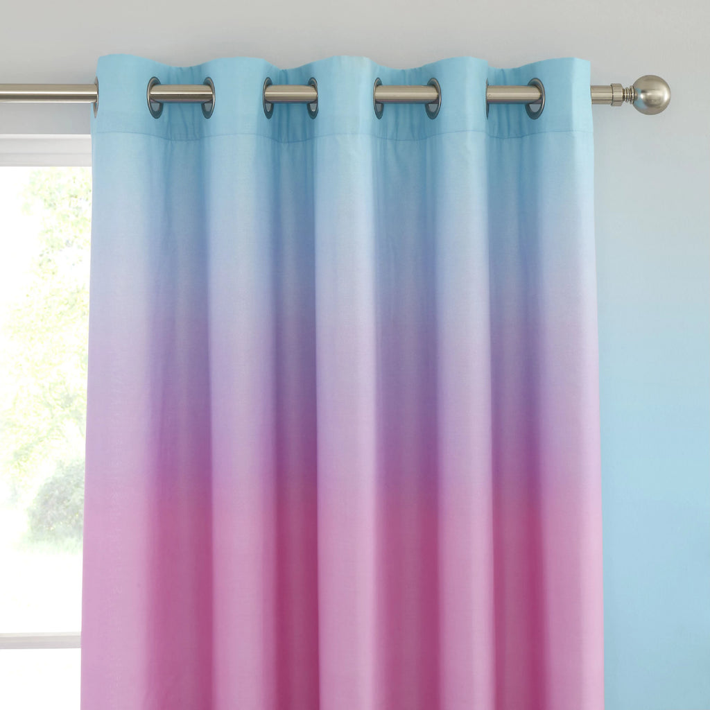 Catherine Lansfield Ombre Rainbow Clouds Eyelet Curtains in Pastel