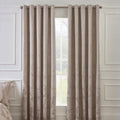 Catherine Lansfield Opulent Jacquard Fully Lined Floral Eyelet Curtains Champagne