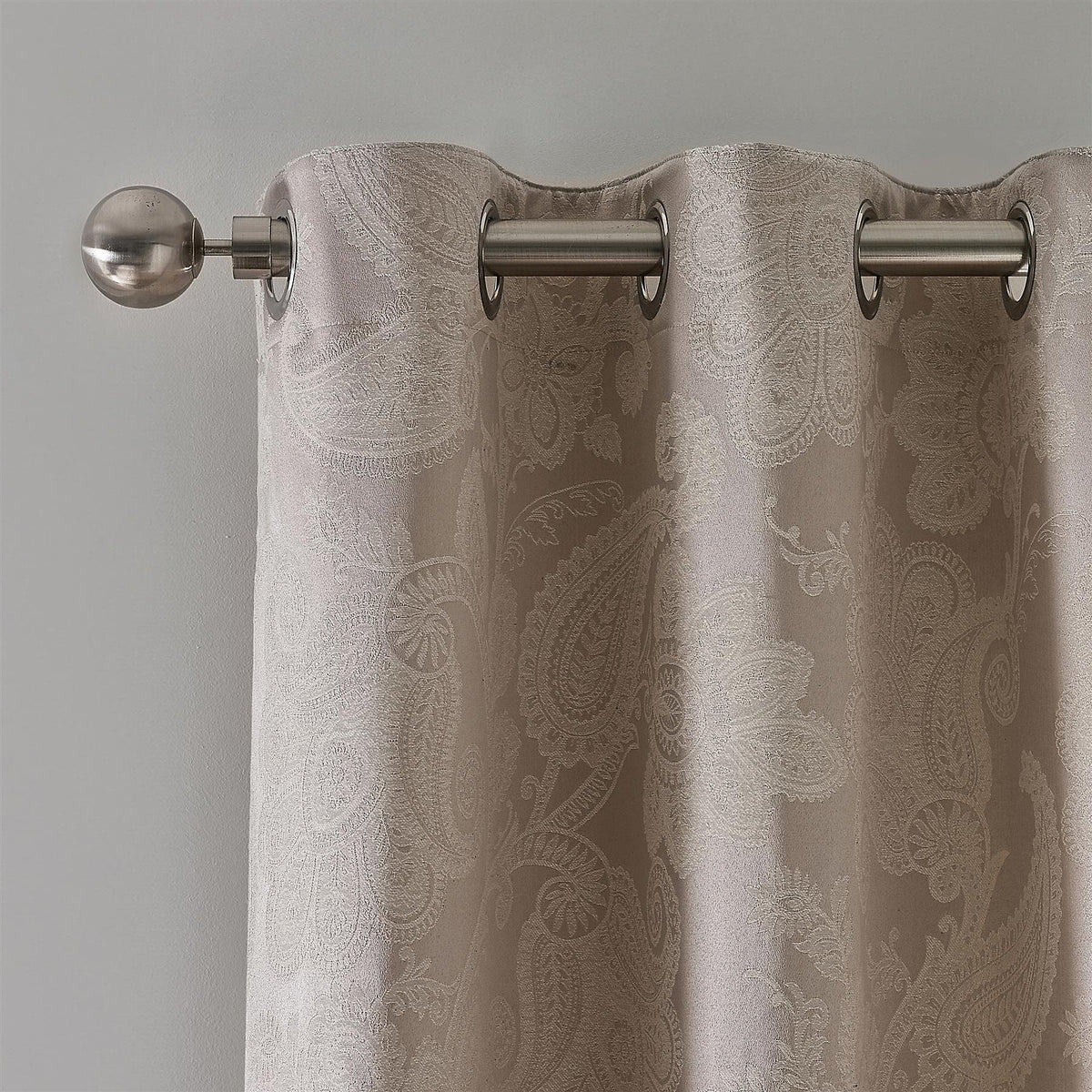 Catherine Lansfield Opulent Jacquard Fully Lined Floral Eyelet Curtains Champagne
