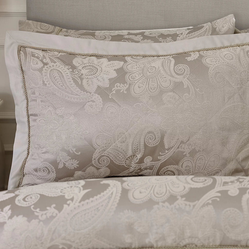 Catherine Lansfield Opulent Jacquard Quilted Pillow Shams Champagne Gold – Pair