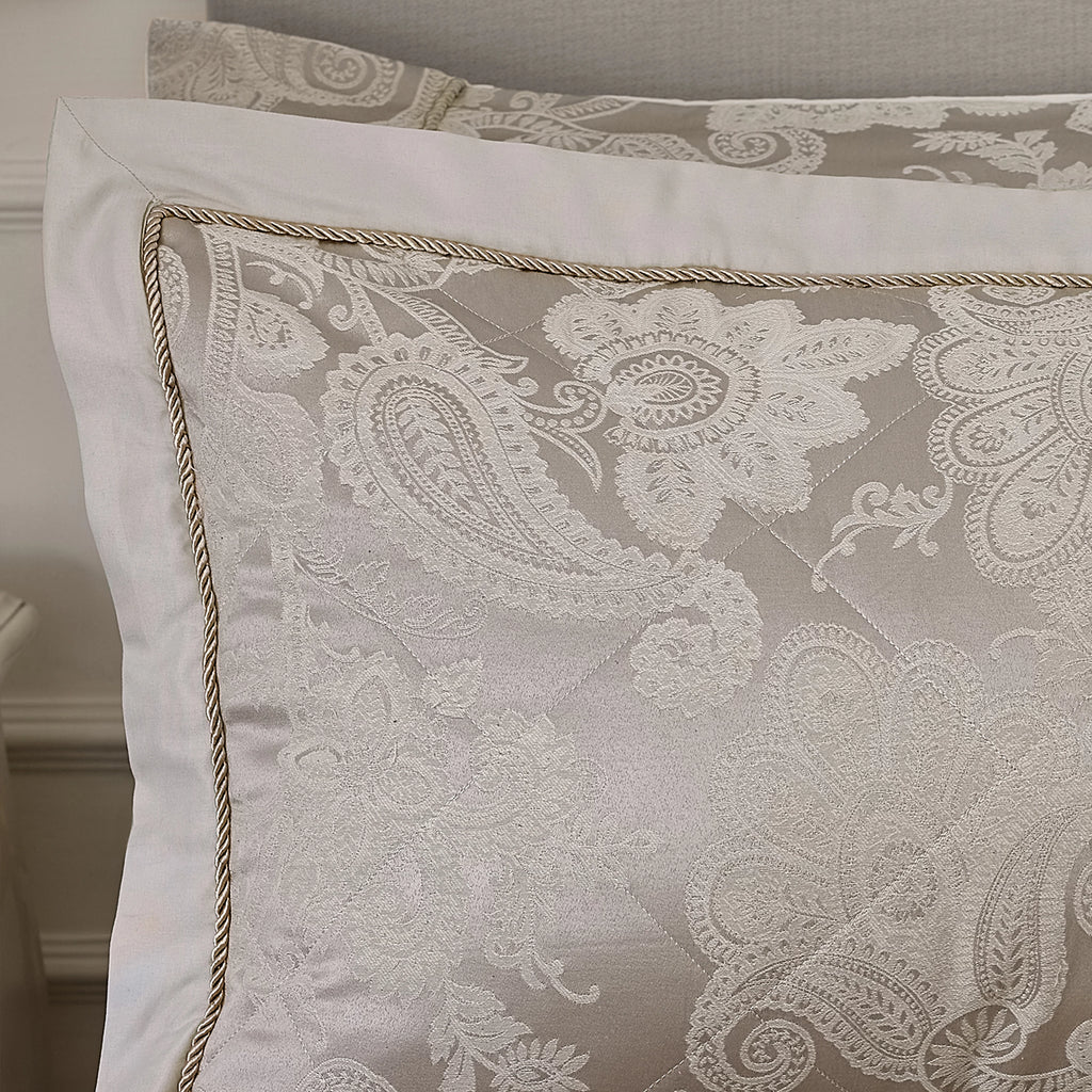 Catherine Lansfield Opulent Jacquard Quilted Pillow Shams Champagne Gold – Pair