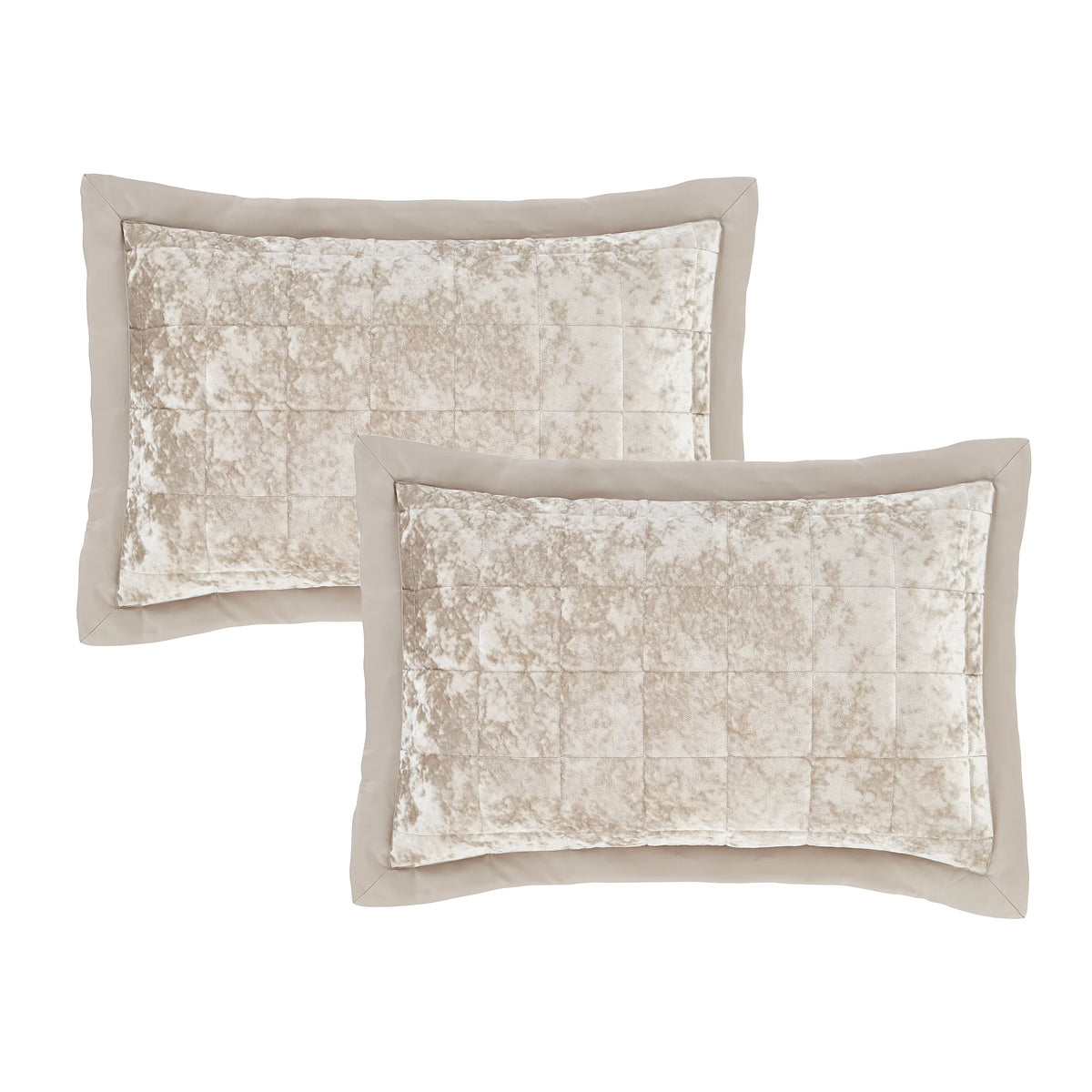 Catherine Lansfield Crushed Velvet Quilted Pillowcases Natural – Pair