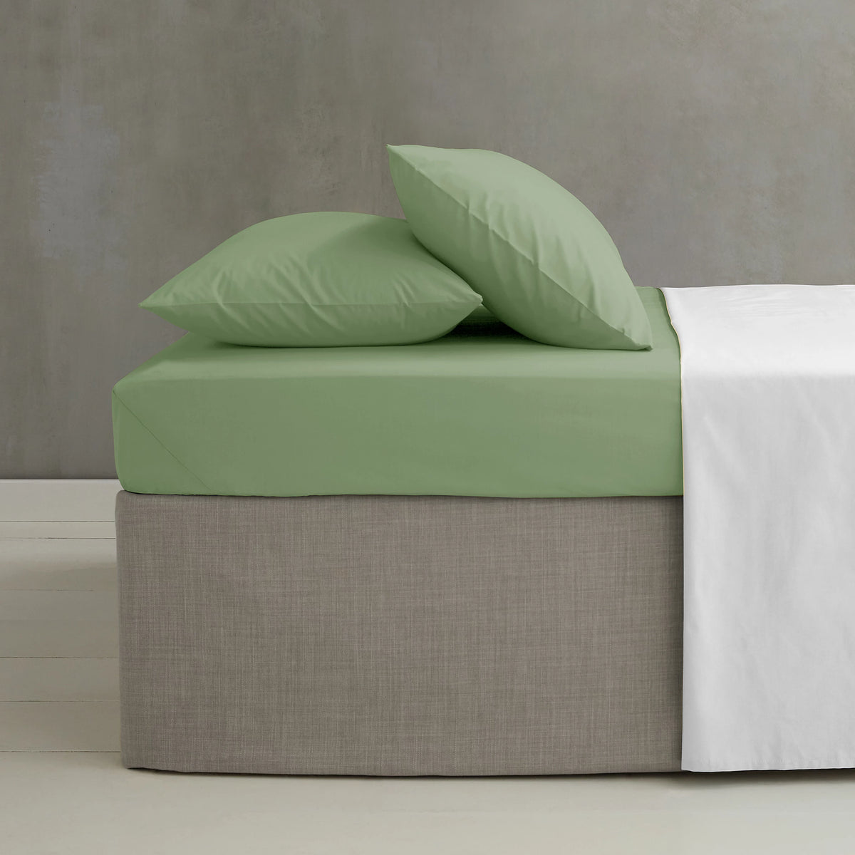 Catherine Lansfield Easy Iron Percale Standard Pillowcase Pair Sage Green