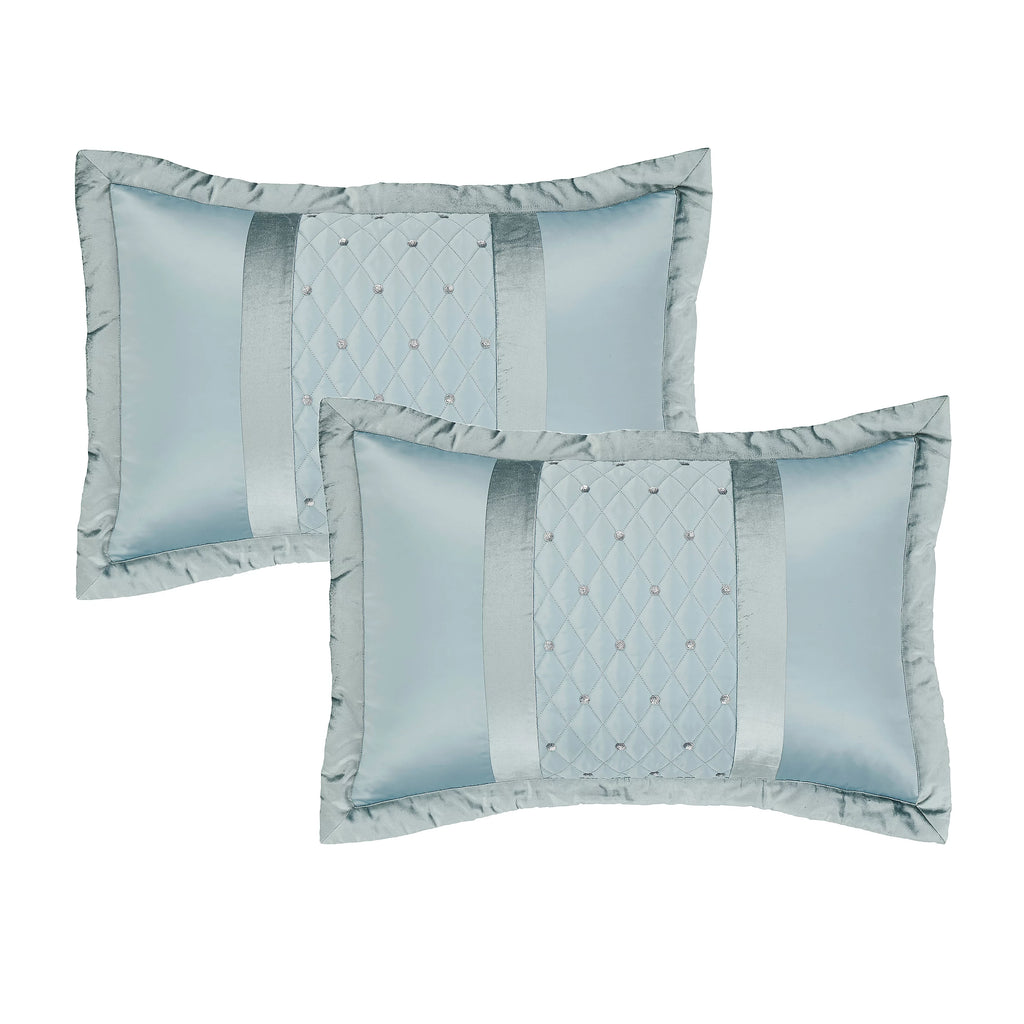 Catherine Lansfield Sequin Cluster Quilted Pillowcases Duck Egg Blue – Pair