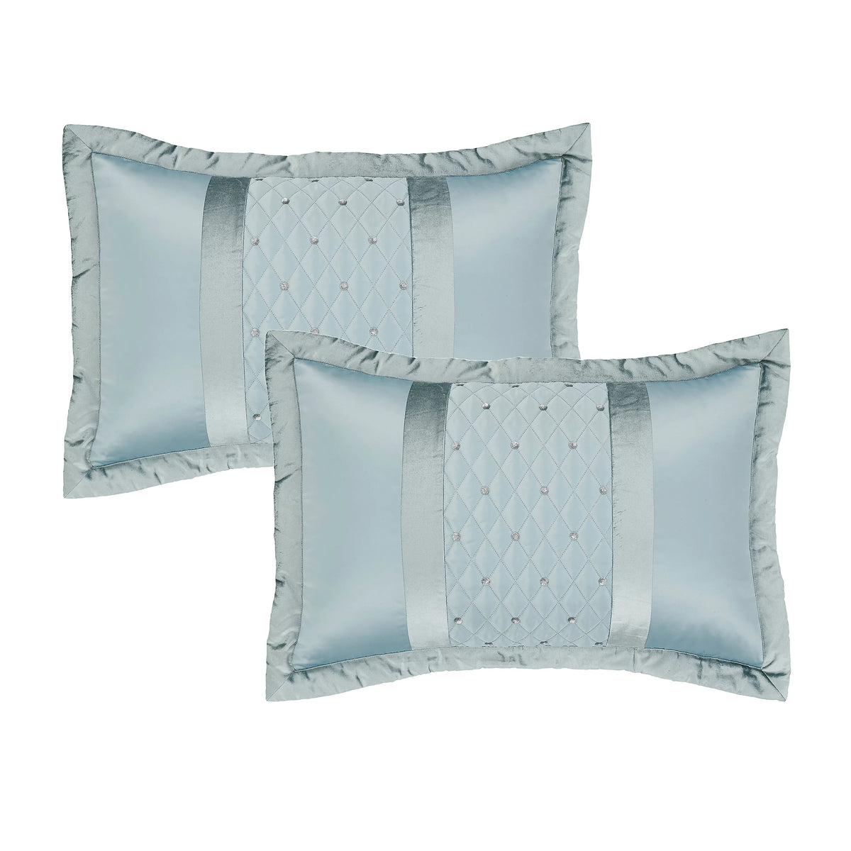 Catherine Lansfield Sequin Cluster Quilted Pillowcases Duck Egg Blue – Pair