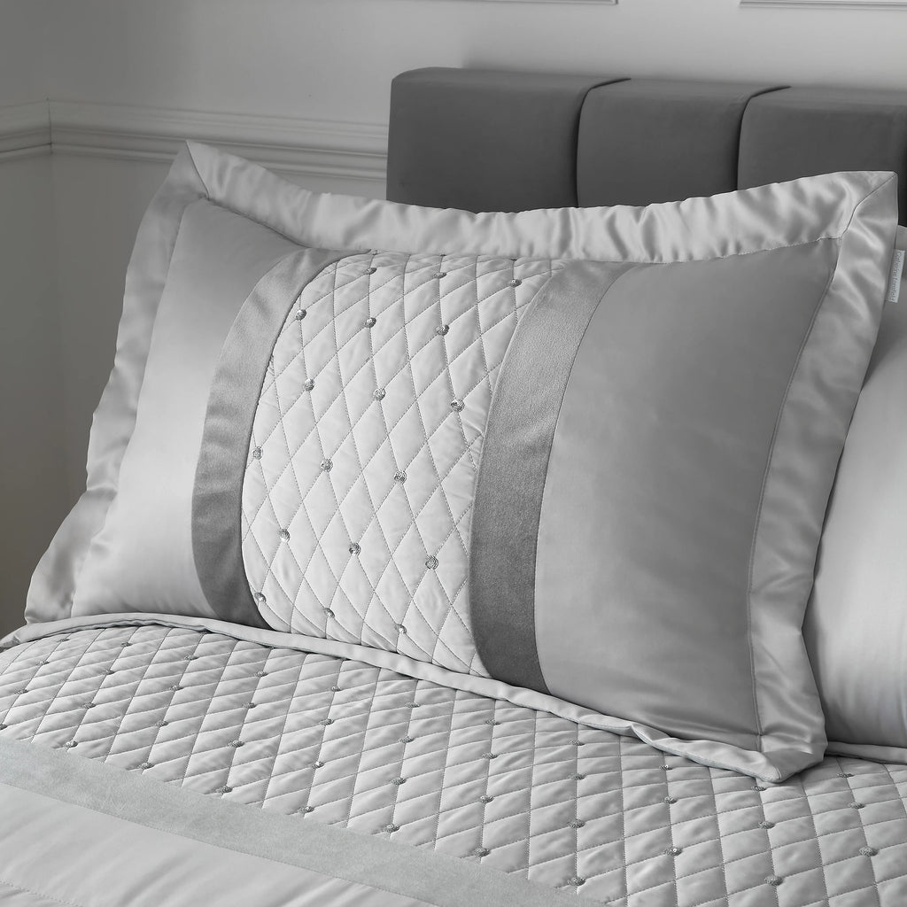 Catherine Lansfield Sequin Cluster Quilted Pillowcases Silver – Pair