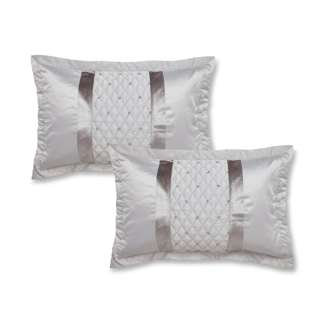 Catherine Lansfield Sequin Cluster Quilted Pillowcases Silver – Pair