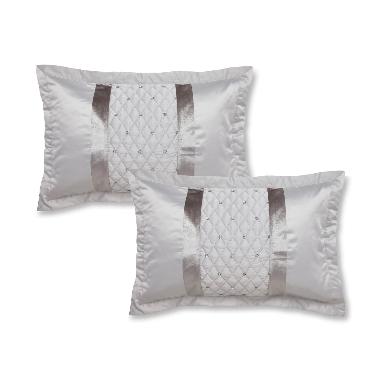 Catherine Lansfield Sequin Cluster Quilted Pillowcases Silver – Pair