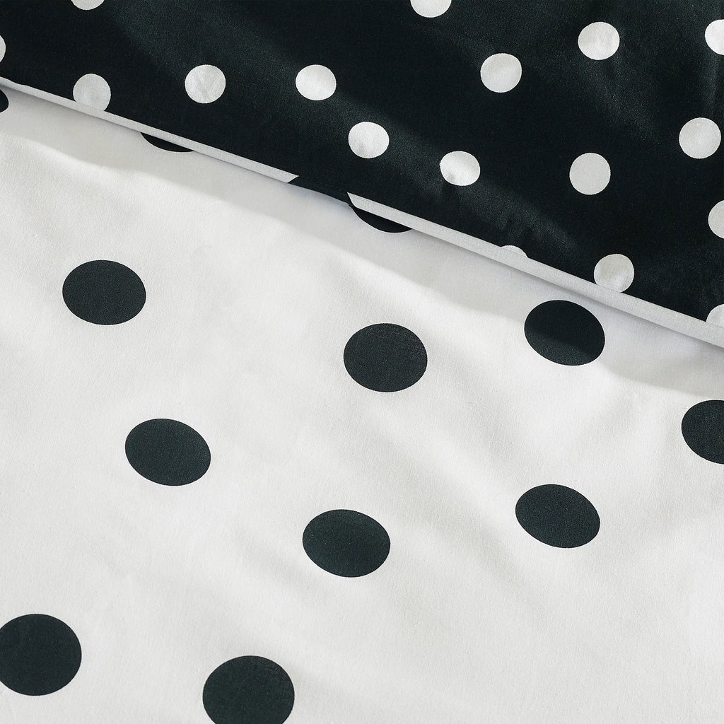 Catherine Lansfield Polka Dot Reversible Duvet Cover Set Black / White