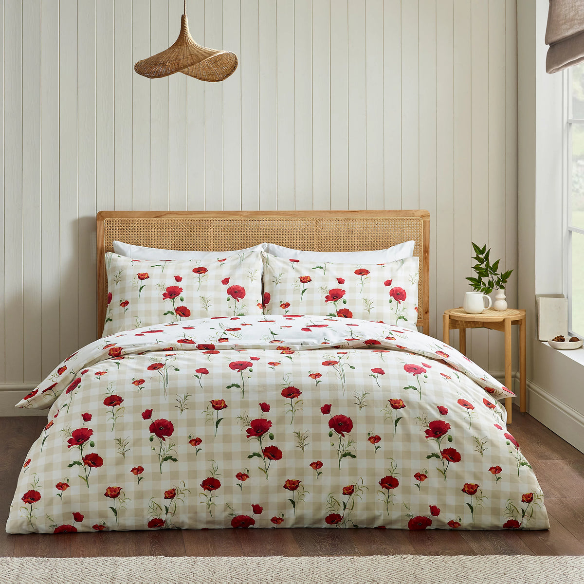 Catherine Lansfield Poppy Floral Reversible Duvet Cover Set Red