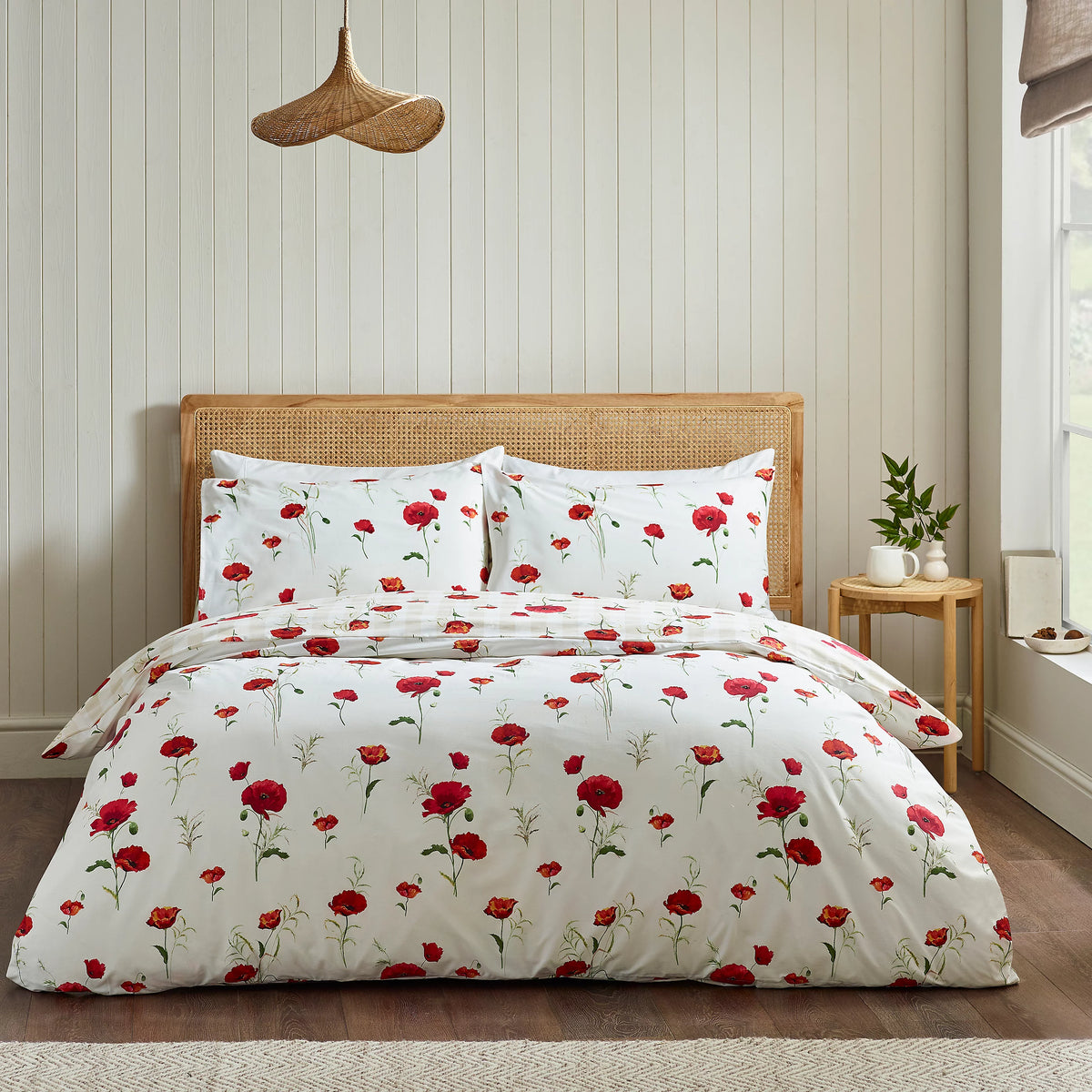 Catherine Lansfield Poppy Floral Reversible Duvet Cover Set Red