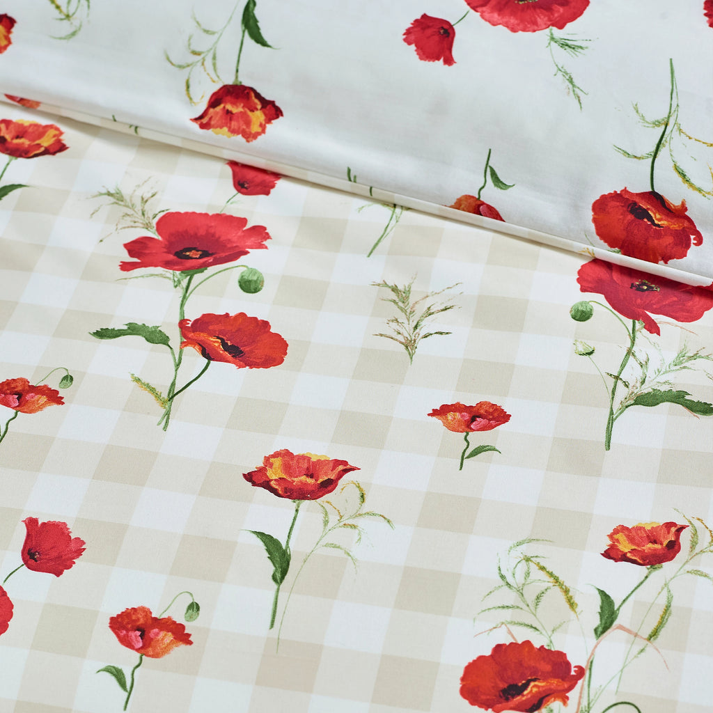 Catherine Lansfield Poppy Floral Reversible Duvet Cover Set Red