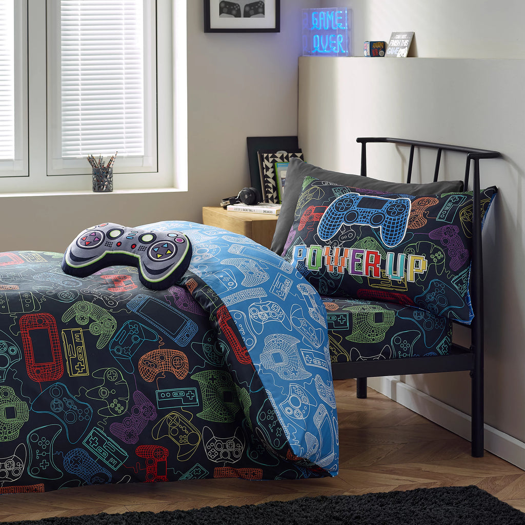 Catherine Lansfield Power Up Gamer So Soft Duvet Cover Set in Black