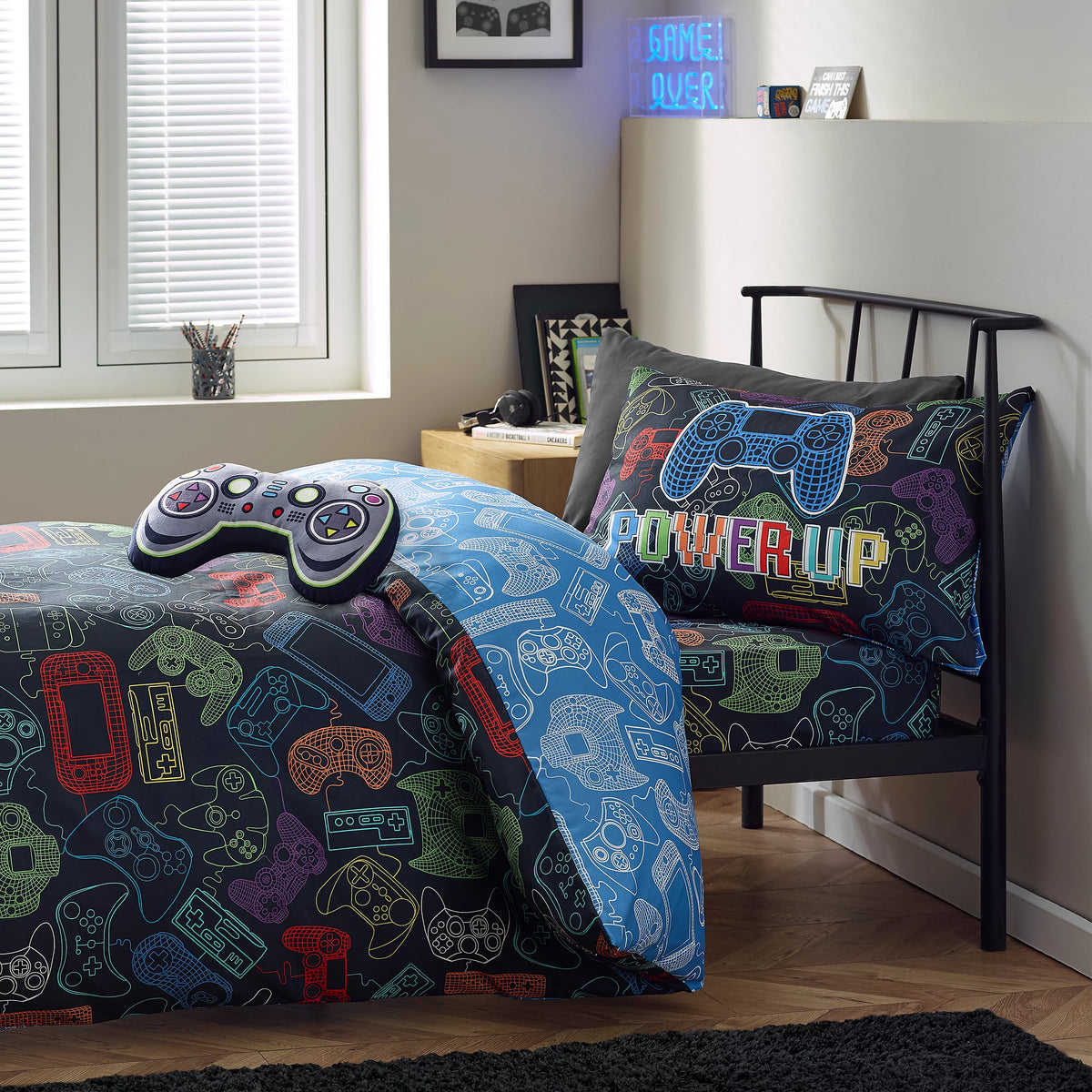 Catherine Lansfield Power Up Gamer So Soft Duvet Cover Set in Black