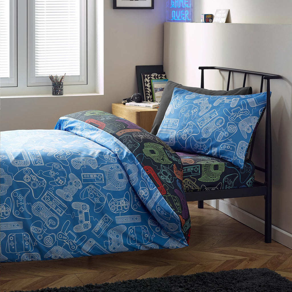 Catherine Lansfield Power Up Gamer So Soft Duvet Cover Set in Black