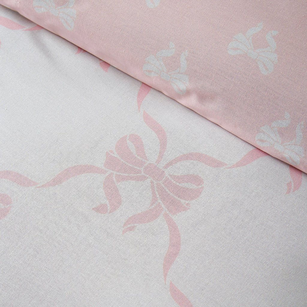 Catherine Lansfield Pink Pretty Bows Reversible Duvet Cover Set