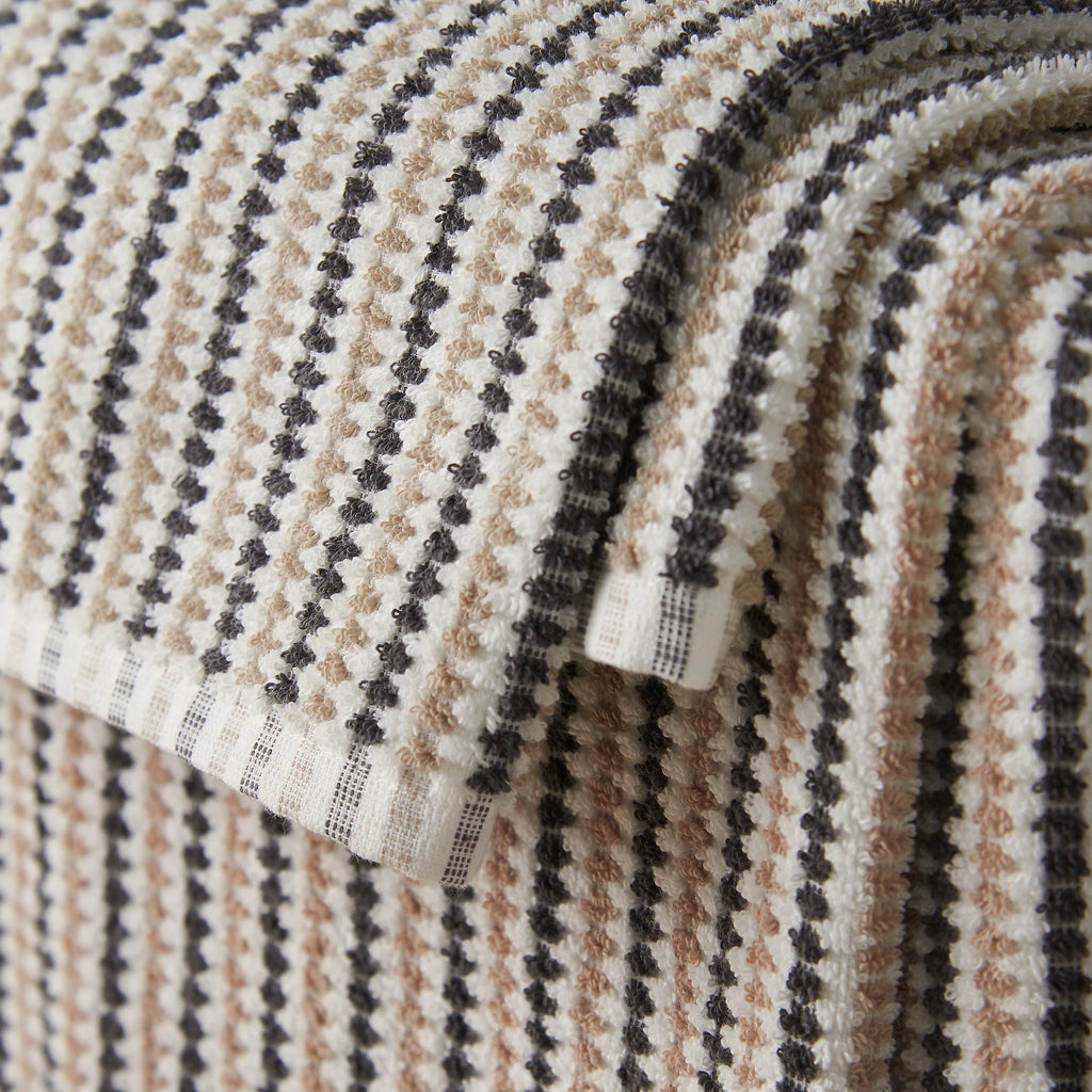 Catherine Lansfield Rice Weave Stripe 500GSM Cotton Towel Grey