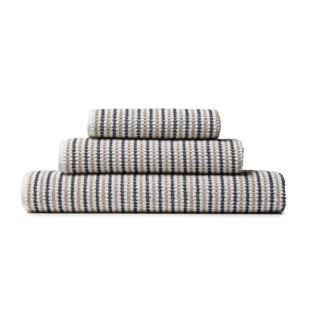 Catherine Lansfield Rice Weave Stripe 500GSM Cotton Towel Grey