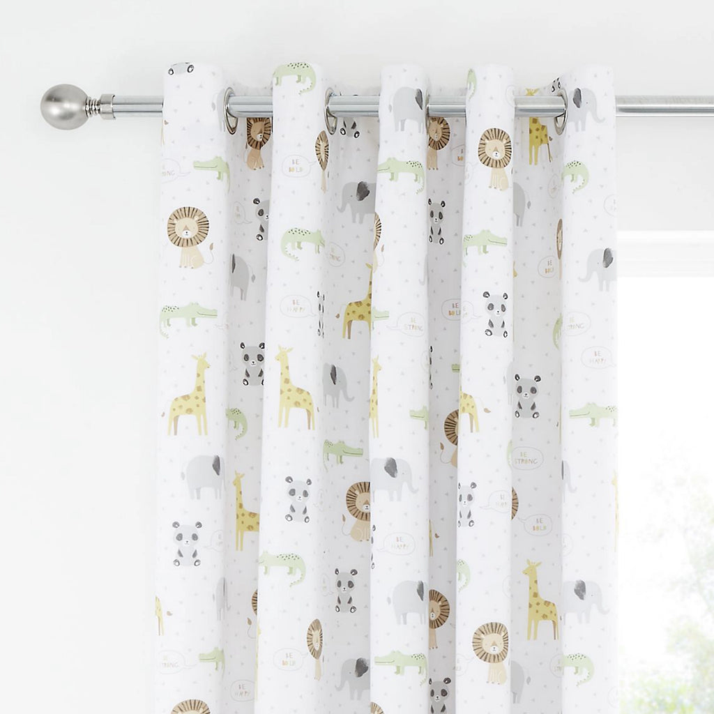 Catherine Lansfield Roarsome Animals Blackout Eyelet Curtains 66 x 72 Inch