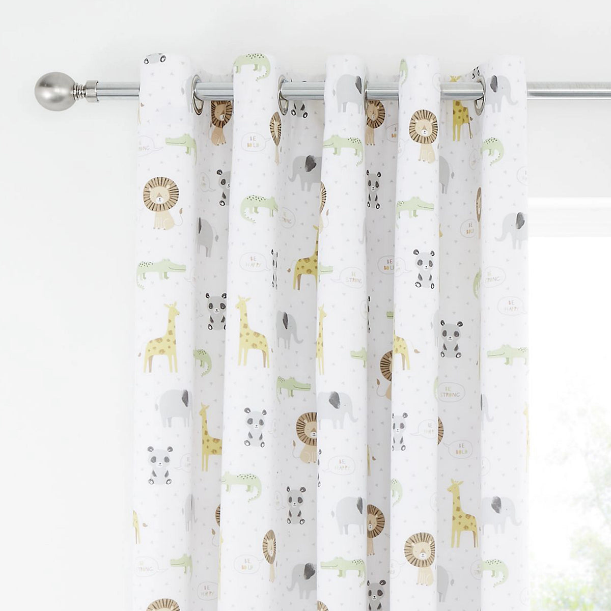 Catherine Lansfield Roarsome Animals Blackout Eyelet Curtains 66 x 72 Inch