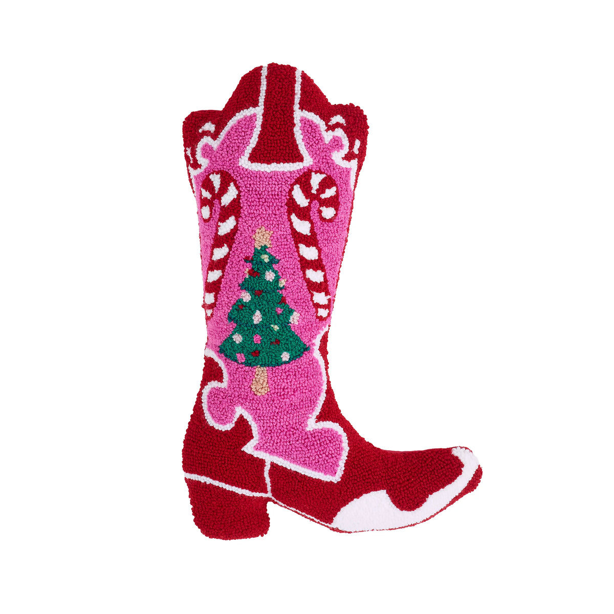 Catherine Lansfield Santa's Howdy Christmas Boot Boucle 3D Shaped Cushion Pink