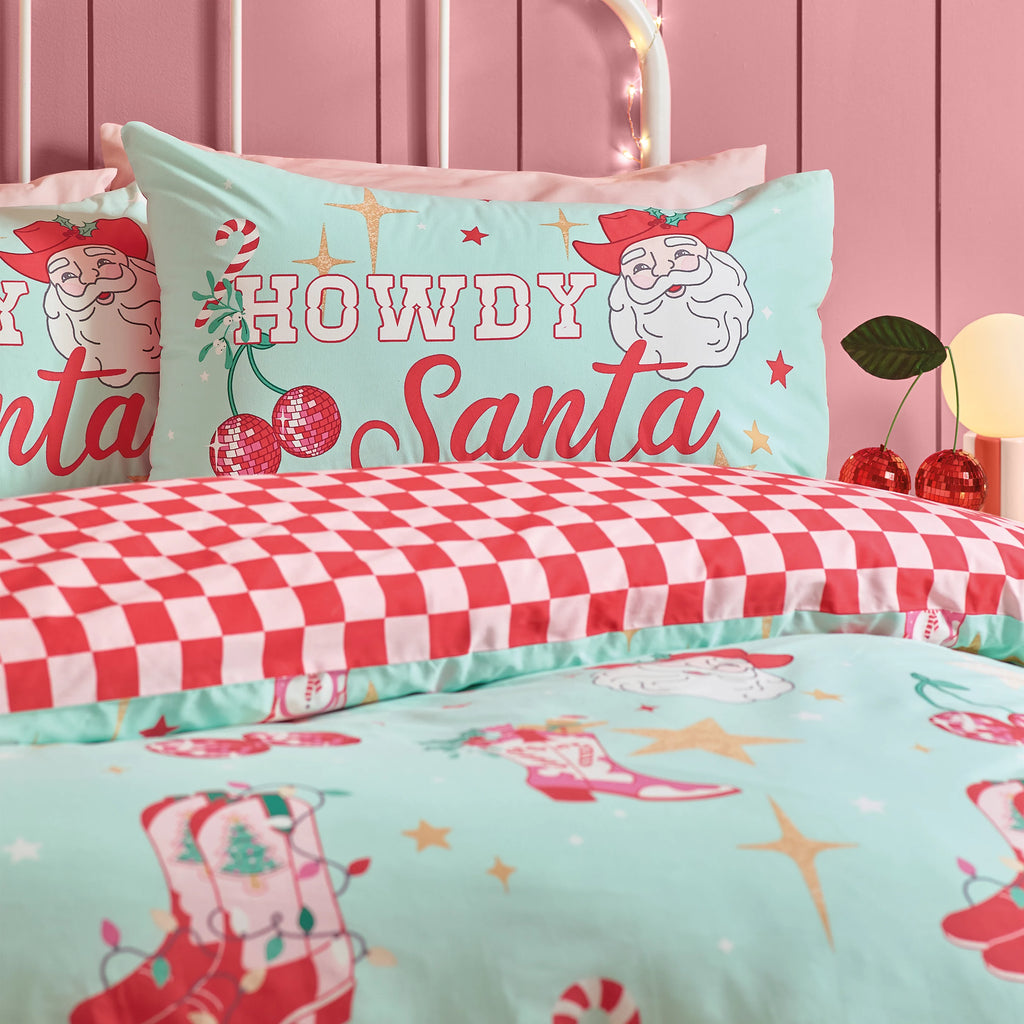 Catherine Lansfield Santa's Howdy Christmas Green Duvet Cover Set