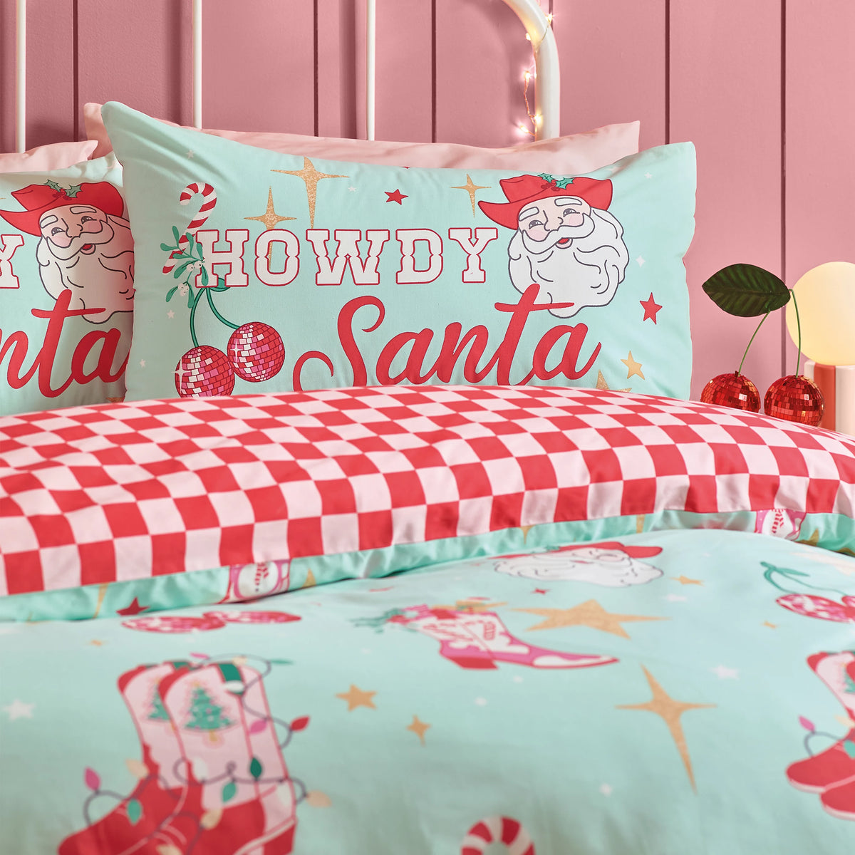 Catherine Lansfield Santa's Howdy Christmas Green Duvet Cover Set