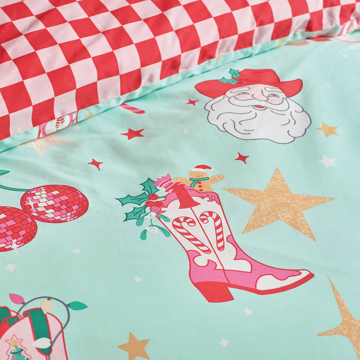 Catherine Lansfield Santa's Howdy Christmas Green Duvet Cover Set