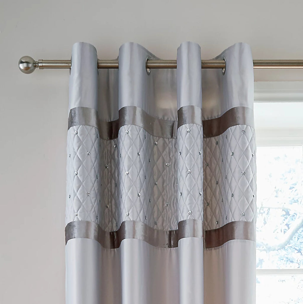 Catherine Lansfield Sequin Cluster Eyelet Curtains Silver