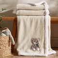 Catherine Lansfield Natural Sherpa Teddy Bear Cosy Fleece Blanket Throw