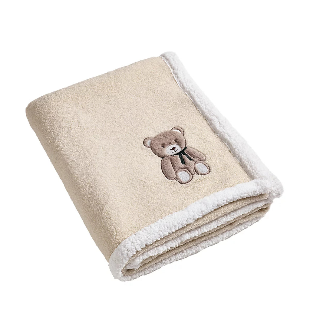 Catherine Lansfield Natural Sherpa Teddy Bear Cosy Fleece Blanket Throw